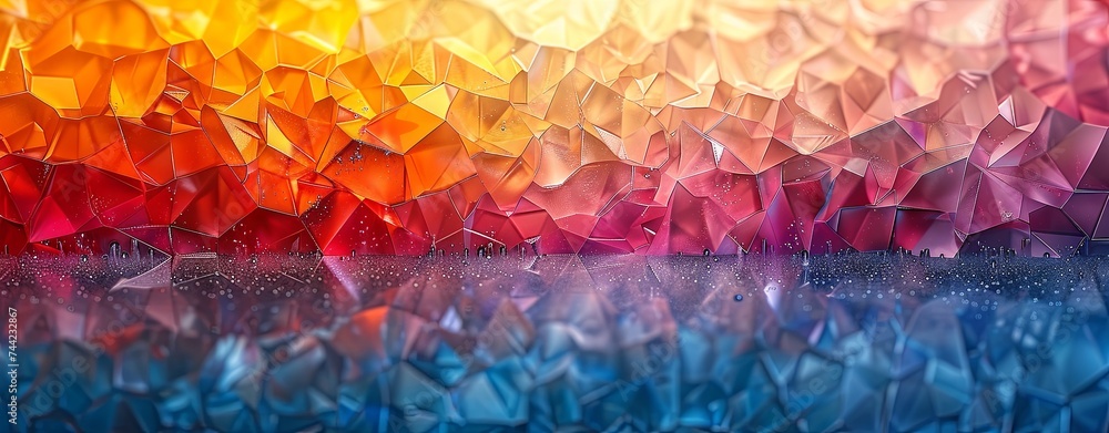 Leinwandbilder abstract colorful triangular pattern with polygons, in the style of crystalcore. generative ai