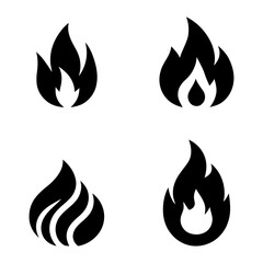 Fire flames, set vector icons