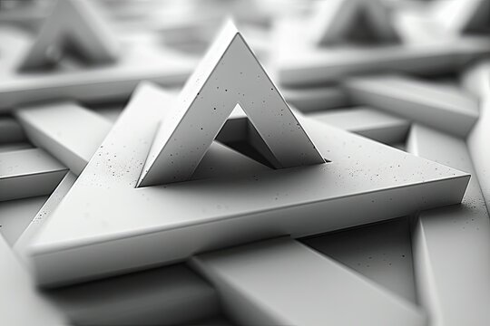 abstract modern white triangle gradient, in the style of rectangular fields, realistic detailing, back button focus, dramatic diagonals. Generative AI