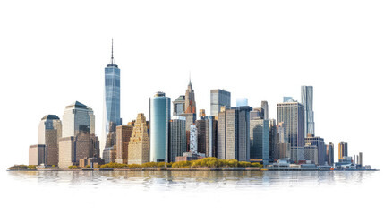 Panorama of Lower Manhattan View from the South Transparent Background