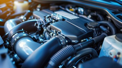 Fototapeta premium Detailed view of a modern car engine