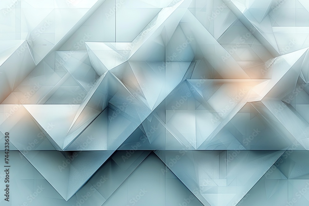 Poster abstract white triangles background with a grey color, in the style of rectangular fields, layered f