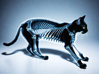 Fototapeta premium Illustration medical illustration of cat anatomy - The skeletal system. project in dark color