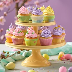 Easter colorful mini cupcakes with sprinkles - 744234674