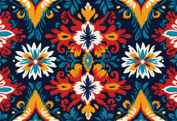Oriental Ethnic Geometric Rug Rug Ikat Pattern Seamless Traditional Background Design, Carpet, Wallpaper, Garment, Packaging, Batik, Fabric, Embroidery Pattern
