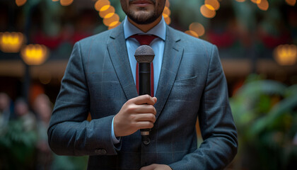 Journalist Reporting Live from the Political Event Venue
