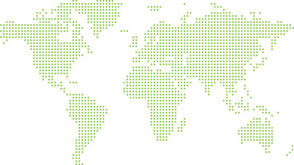 Fototapeta na wymiar 緑のドットの世界地図