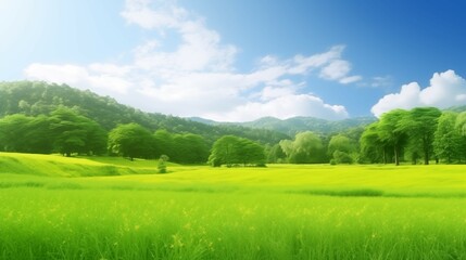 Fototapeta premium 爽やかな草原の背景（Generative AI）