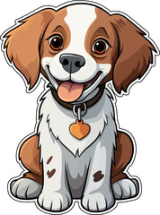 Illustration of an adorable Brittany dog with a white background
