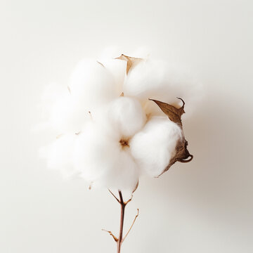 cotton. white. fluffy. on a white background. ripe. soft.