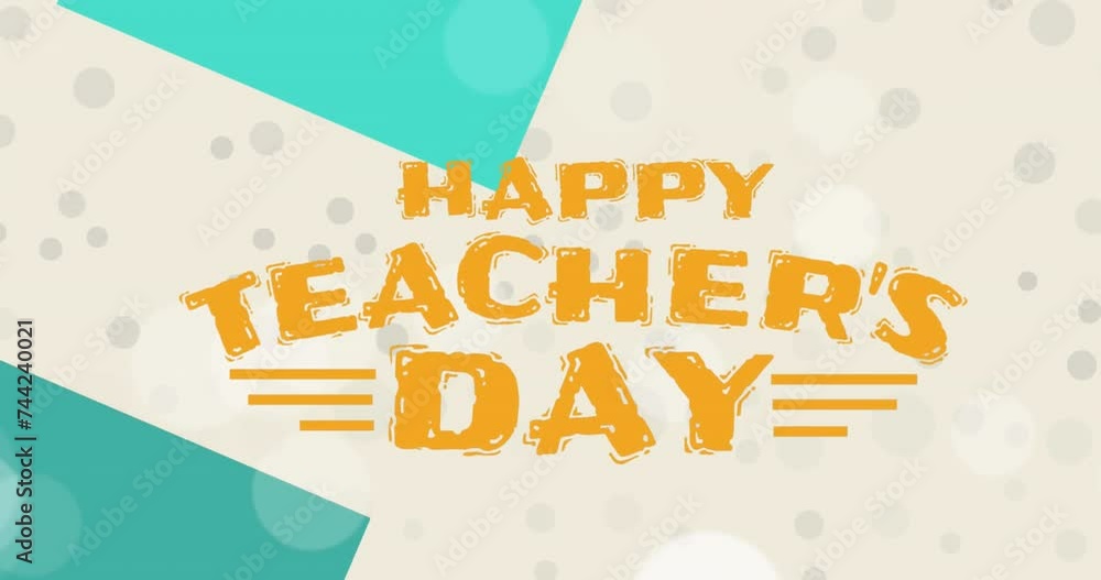 Poster animation of happy teachers day text on patterned background