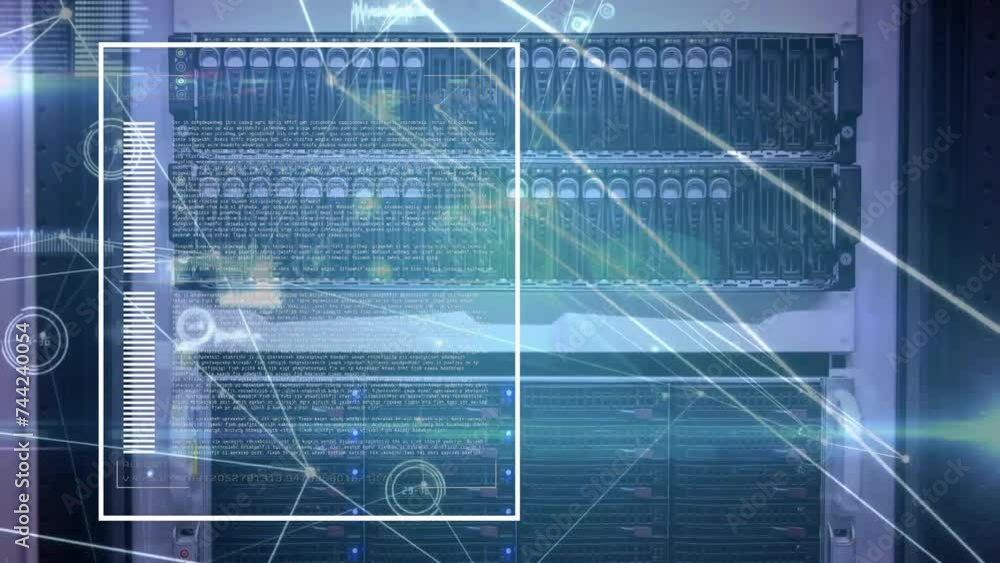 Poster animation of digital data processing over computer servers