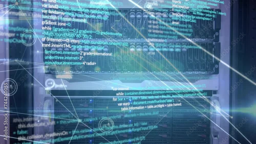 Poster animation of digital data processing over computer servers