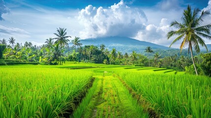 Fototapeta na wymiar rice field and sky