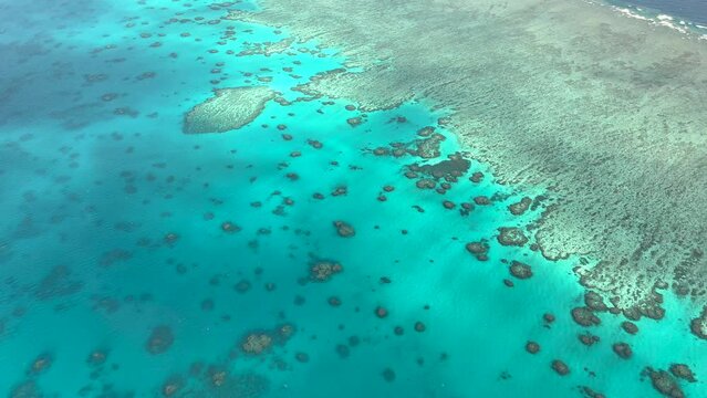 Aerial 4K of Great Barrier Reef in Queensland, Australia in December 2022