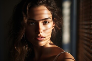 Seductive glamour portrait of a beautiful young woman