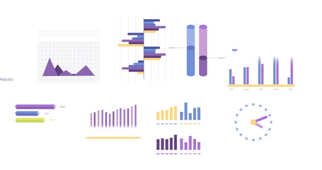 Image of statistics and financial data processing over white background