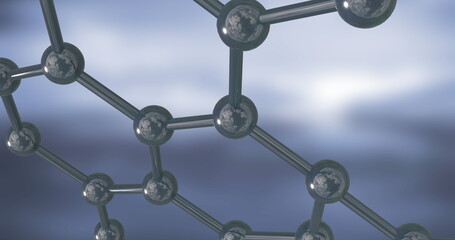 Image of 3d micro of molecules on blue background