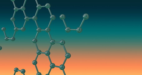 Image of 3d micro of molecules on green and orange background