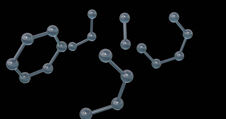 Image of 3d micro of network of molecules on black background