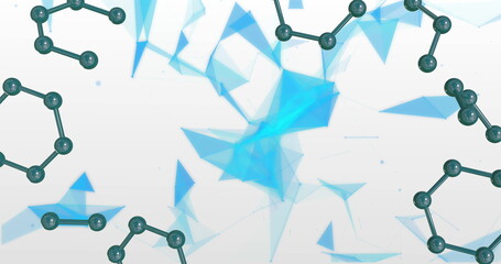 Image of micro of molecules models over blue and white background