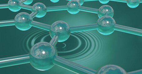 Image of micro of molecules models over green background