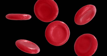 Image of micro of red blood cells on black background