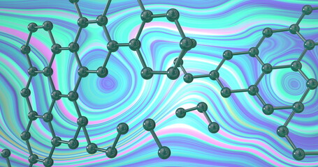 Image of 3d micro of molecules on pastel lines background