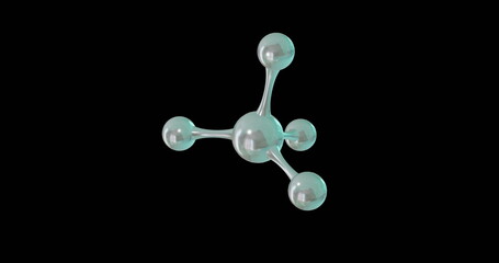 Image of micro of molecules model over black background
