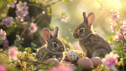 easter bunny and easter eggs