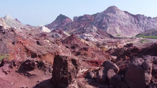 Colorful landform mountain erosion landscape wild rocky mountain background scenic landscape of nature hiking travel desert coastal climate offshore rainbow hills adventure travel peru Hormuz island