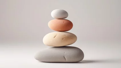 Foto auf Acrylglas Stack of zen stones on beige background. © Darcraft