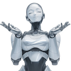 A beautiful robot girl. A futuristic female humanoid. A fantastic cyborg woman. Sci fi cyberpunk art. Hi-tech painting. The concept of artificial intelligence.