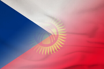 Czech Republic and Kyrgyzstan political flag international relations KGZ CZE - obrazy, fototapety, plakaty