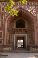 Agra, Uttar Pradesh / India - February 8, 2012 : An architectural exterior view of the Kanch Mahal at the Tomb of Akbar.
