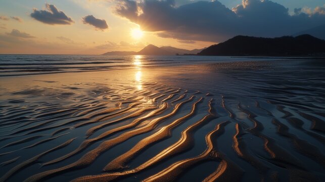 Scene of sand, sea and sun. generative ai