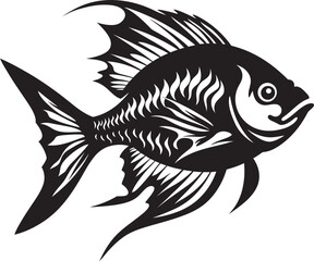 Coastal Cartoons Black Vector Fish Illustrations with Tropical Vibes Inked Inspirations Vector Tropical River Fish Outline Icons in Black