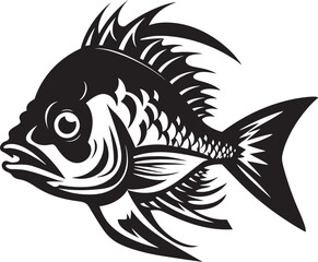 Streamside Splendor Vector Tropical River Fish Designs in Black Nautical Nostalgia Black Vector Fish Clip Art Depicting Tropical Life