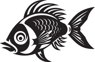Aqua Adventures Black Vector Fish Icons for Tropical River Scenes Serene Sketches Vector Tropical River Fish Illustrations in Black and White