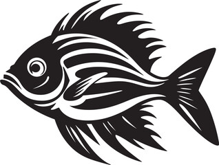 Aquatic Ambiance Vector Tropical River Fish Graphics in Black Coastal Cartoons Black Vector Fish Illustrations with Tropical Vibes