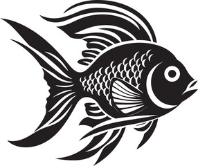 Nautical Nostalgia Black Vector Fish Clip Art Depicting Tropical Life Aquatic Ambiance Vector Tropical River Fish Icons in Black