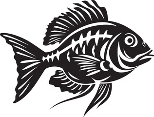 Streamside Splendor Vector Tropical River Fish Cartoon Icons in Black Coastal Characters Black Vector Fish Designs Inspired by Tropical Waters