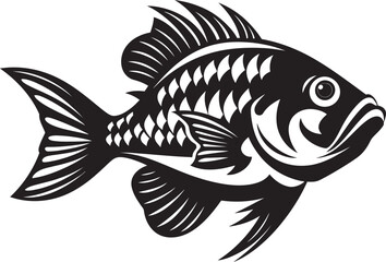 Coastal Characters Black Vector Fish Designs Inspired by Tropical Waters Tropical Tales Vector Tropical River Fish Graphics in Black