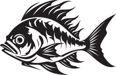 Tropical Tales Vector Tropical River Fish Graphics in Black Aqua Adventures Black Vector Fish Illustrations for Tropical Rivers