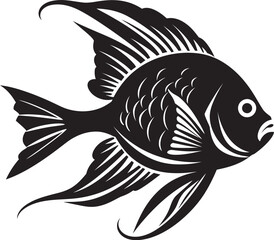 Serene Sketches Vector Tropical River Fish Icons in Black and White Marine Magic Black Vector Fish Designs Capturing Tropical River Life