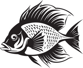 Aqua Adventures Black Vector Fish Illustrations for Tropical Rivers Serene Sketches Vector Tropical River Fish Icons in Black and White
