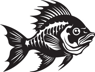 Inked Inspirations Vector Tropical River Fish Illustrations in Black Whimsical Waters Black Vector Fish Icons with Tropical Flair