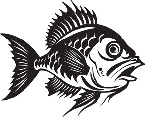 Cartoonish Catch Black Vector Fish Wildlife Natures Nautical Gems Vector Tropical River Fish Art