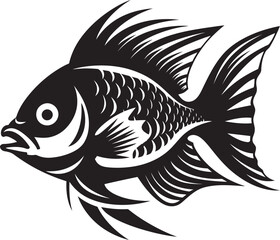 Tropical Tales Vector Tropical River Fish Graphics in Black and White Aqua Adventures Black Vector Fish Icons Inspired by Tropical Rivers