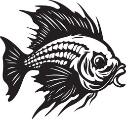 Riverine Realism Tropical River Fish Vector Graphics in Black Inked Inspirations Black Vector Fish Designs